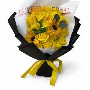 RAMO DE ROSAS Y GIRASOLES 33CM RF: PARTY ON 1014