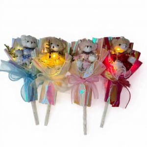 RAMO DE ROSAS CON OSO Y LUZ RF:PARTY ON 10001